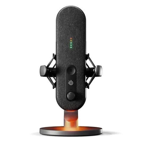SteelSeries Alias Mic USB per PC - Capsula 3x più grande per il gioco, lo streaming e il podcasting - Cancellazione del rumore AI - LED per il mute e il monitoraggio del livello - Supporto antiurto