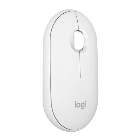 Logitech Pebble Mouse 2 M350s wireless Bluetooth sottile, portatile, leggero, personalizzabile, clic discreti, Easy-Switch per Windows, macOS, iPadOS, Android, Chrome OS - Bianco