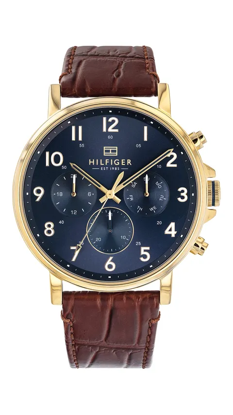 Tommy Hilfiger Orologio Analogico Multifunzione al Quarzo da Uomo con Cinturino in Pelle
