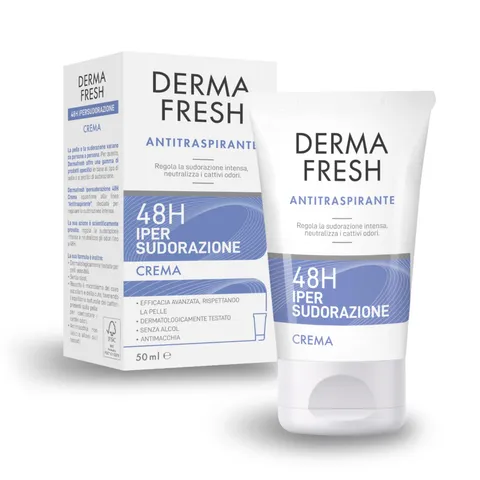 Dermafresh Ipersudorazione Efficace 48H, Crema Antitraspirante 50 ml, Regola la