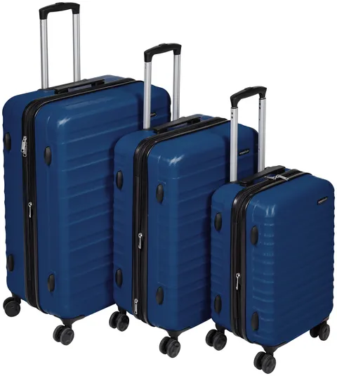 Amazon Basics Set Valigie Rigide (Piccola + Media + Grande) - Bagagli Espandibili ABS con
