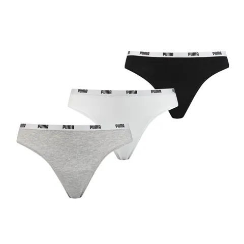 PUMA String, Biancheria intima Donna, Bianco/Grigio/Nero, XL