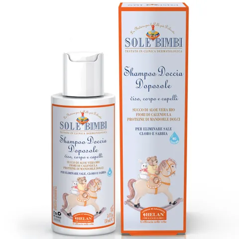 Helan, Sole Bimbi - Shampoo Bagnoschiuma Bambini Doposole Corpo, Viso e Capelli Idratante
