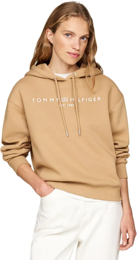 Tommy Hilfiger Donna Felpa con Cappuccio con Logo, Verde (Classic Khaki), XXS