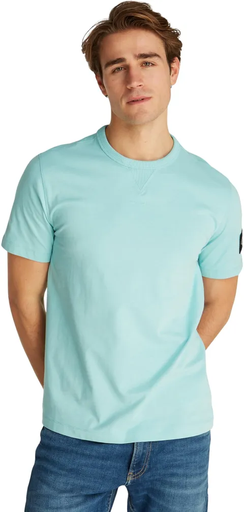 Calvin Klein Uomo T-Shirt Maniche Corte Regular Tee con Etichetta con Logo, Blu (Fresh Mint), XXL