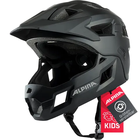 Alpina RUPI, Casco da Bicicletta Unisex-Youth, Black Matt, 50-55