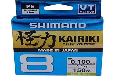 Shimano Kairiki 8, 150 Meter, Mantis Verde 0.060 mm/5.3 kg, Linea de Pesca Trenzada