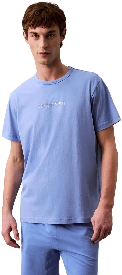 Calvin Klein Uomo T-Shirt Maniche Corte Crew Neck Scollo Rotondo, Blu (Glacier), M