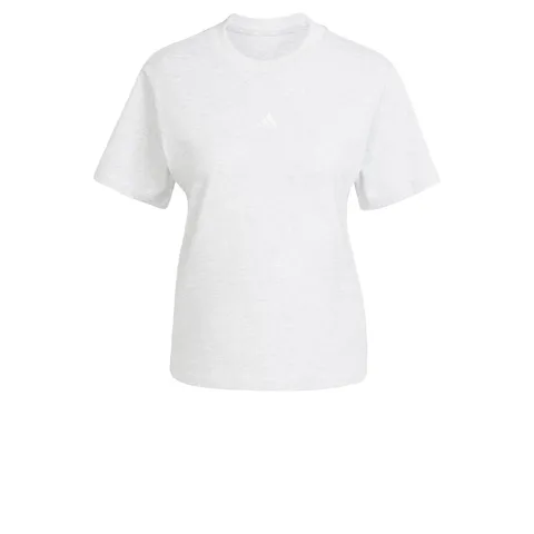 adidas Donna Essentials Small Logo Cotton Shirt, Light Grey Heather/White, XXL