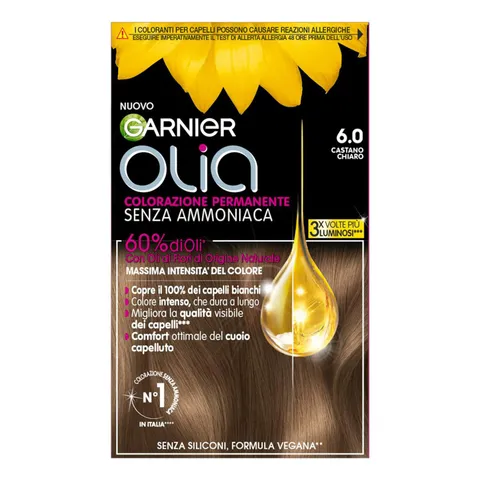 Garnier Olia Tinta Capelli Senza Ammoniaca, Copre il 100% dei Capelli Bianchi, Castano