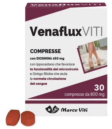 Venaflux Viti - Compresse, Integratore per la Circolazione, con Diosmina, Allevia i