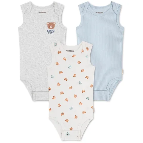 Huggies Strappy Bodysuit (3-Pack) Baby Boy Grey