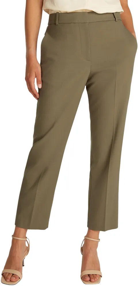Tommy Hilfiger Donna Pantaloni in Tessuto Core Slim Straight Fit, Marrone (Tundra Brown)