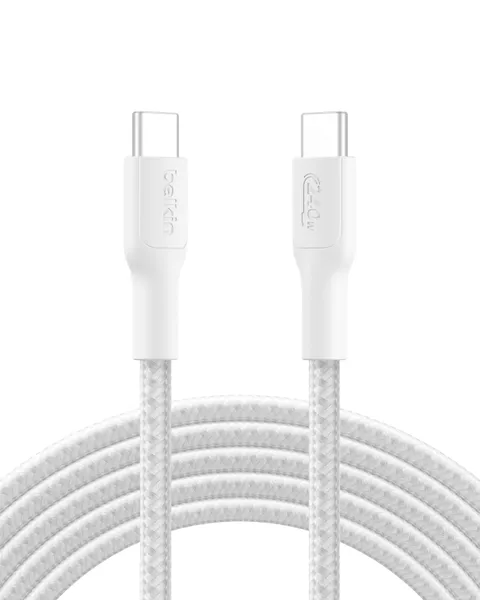 Belkin Cavo da USB-C a USB-C intrecciato, ecosostenibile (3 m, 240 W), Cavo USBC di