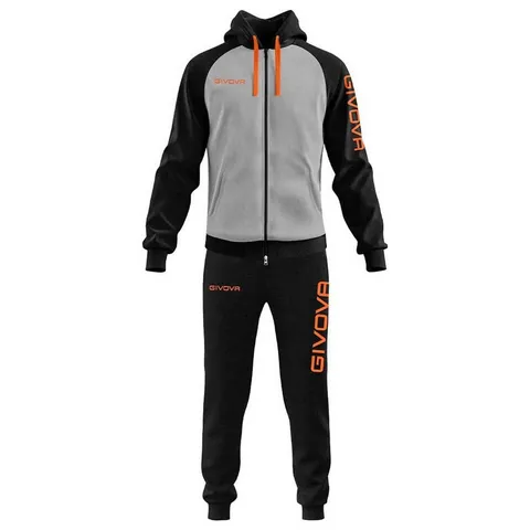 Givova TUTA Super KING Felpa Grigio MEL.Chiaro/Arancio FLUO Tg. S