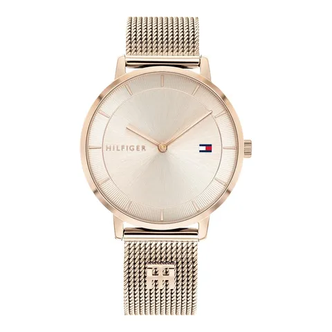 Tommy Hilfiger Orologio Analogico al Quarzo da Donna con Cinturino in Maglia Metallica in