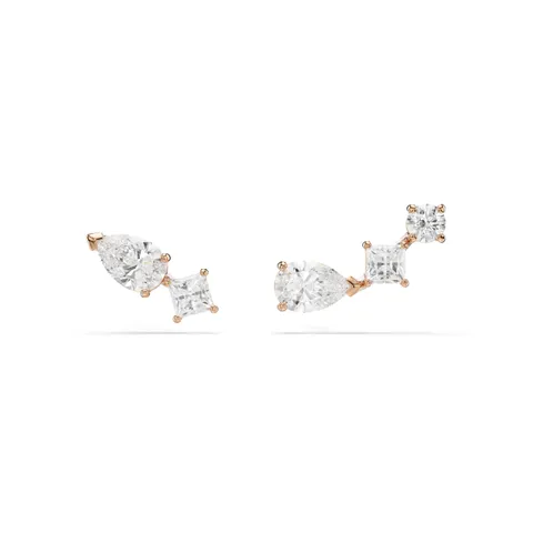 Swarovski Orecchini a lobo Mesmera, Design asimmetrico, Bianchi, Placcato color oro rosa