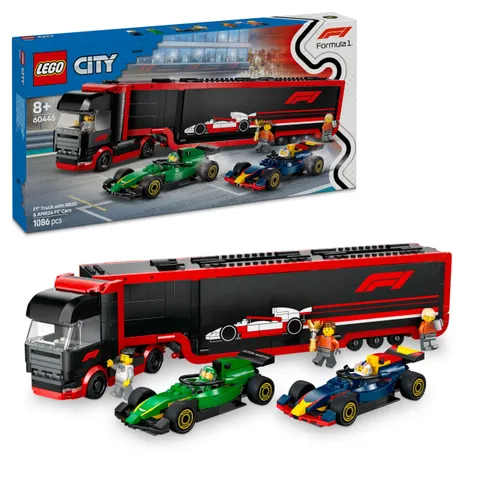 LEGO City Autotrasportatore F1 con Monoposto RB20 e AMR24 F1 - Camion Giocattolo da