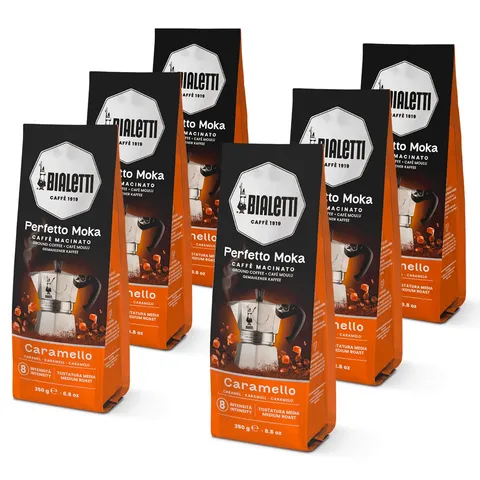 Bialetti Perfetto Moka Caffè Macinato, 1.5 Kg, Caramello - 6 x 250 g