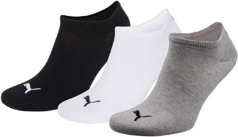 PUMA SNEAKER PLAIN 3P, Calzini, Unisex - Adulto, Grey/White/Black, 35-38