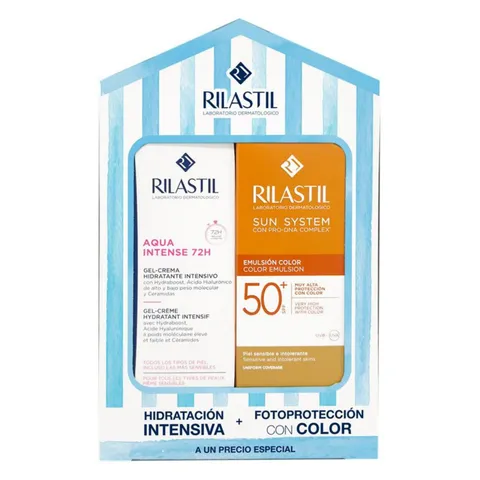 Rilastil - Confezione Top Estate Emulsione Viso Colorata SPF50+ + Aqua Intense 72H