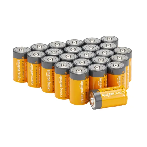 Amazon Basics Batterie alcaline Mono D, 1.5 volt, per uso quotidiano, confezione da 24