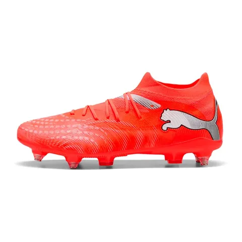 PUMA Scarpa da Calcio Unisex Future 9 Match MXSG, Rosso Brillante, Bianco, Nero, Argento