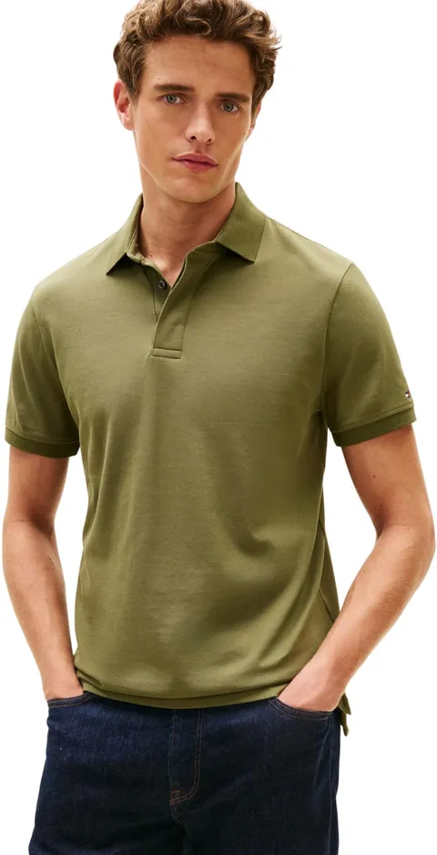 Tommy Hilfiger Uomo Maglietta Polo Maniche Corte Hidden Placket con Chiusura con Bottoni
