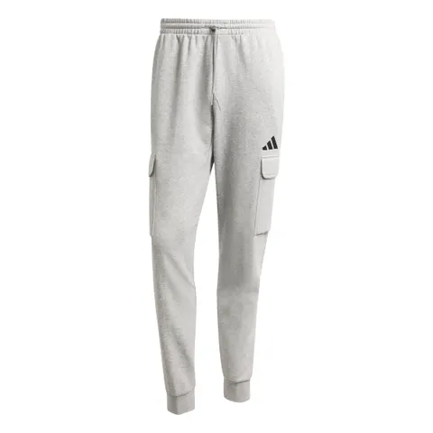 adidas Uomo Essentials Feelcozy Fleece Cargo Pants, Medium Grey Heather/Black, XS