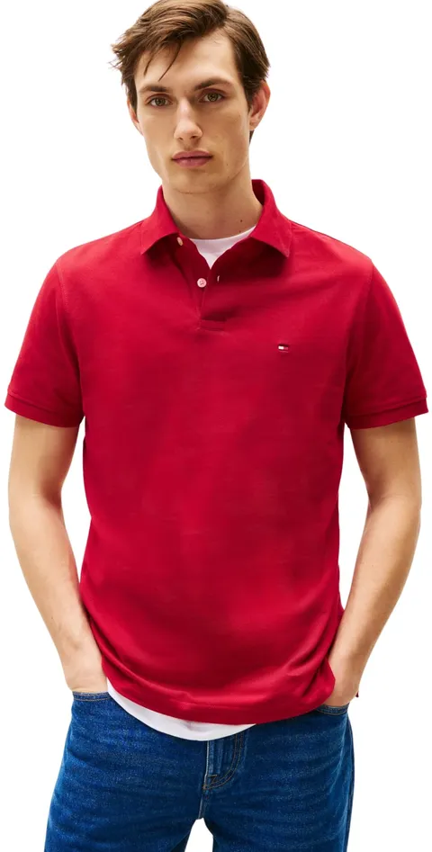 Tommy Hilfiger Uomo Maglietta Polo Maniche Corte 1985 Regular Fit, Multicolore (Medium Red), XXL