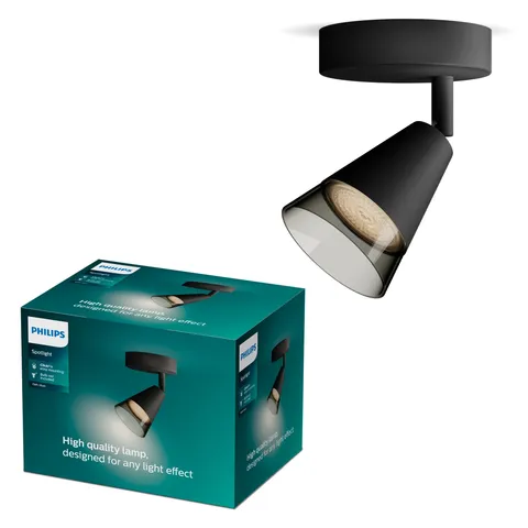 Philips Cleft Spot, 1 faretto, 35W, attacco GU10, lampadina non inclusa, Grado di Protezione IP20, Nero