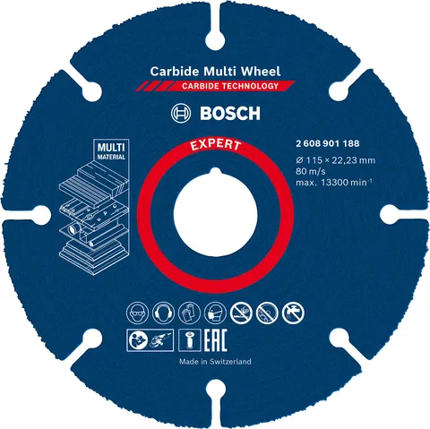 Bosch 2608901188 Mole da Taglio Expert Carbide Multi Wheel, 115 mm