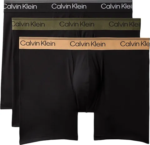 Calvin Klein Boxer da Uomo, Nero W/Bronzo Flash WB/Nero/Oliva, L