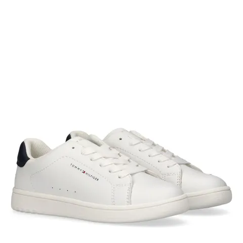 Tommy Hilfiger Sneakers Basse Stringate Unisex Bambino, Jack, Bianco/Blu, 33