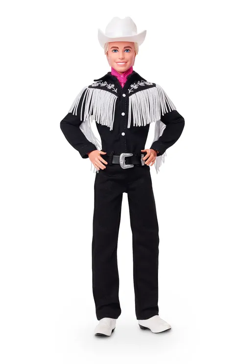 Barbie The Movie - Ken, bambola del fim collezione con outfit nero e frange bianche