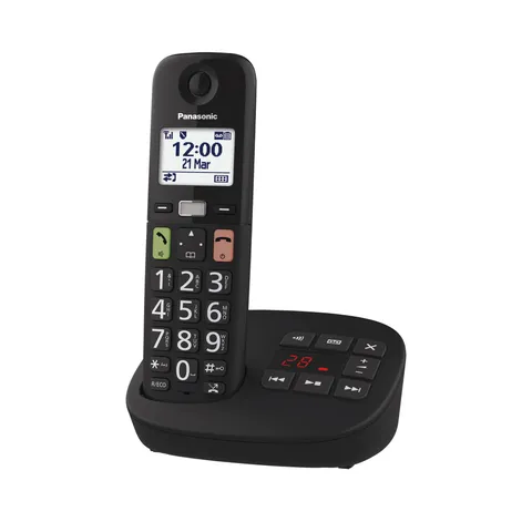 Panasonic KX-TGU130EXB Telefono Cordless Digitale con Segreteria Telefonica, Unità Base e
