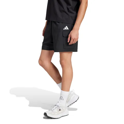 adidas Uomo Essentials Small Logo Cargo Chelsea Short Shorts, Black/White, S