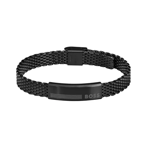 BOSS Jewelry Bracciale a Maglia da Uomo Collezione ALEN en Acciaio Inossidabile Nero