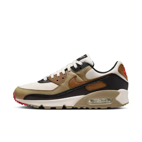 Nike DH8010-005 Air Max 90 Donna, Phantom/LT British Tan-Black-Fire Red EU 36