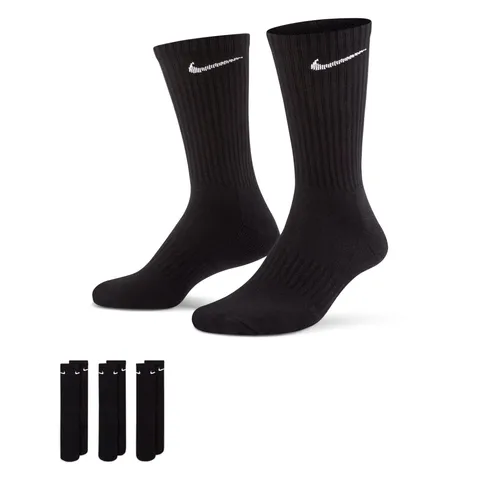 Nike Everyday Cush Crew 3Pr Calze Uomo, Nero (Black/White), 38-42