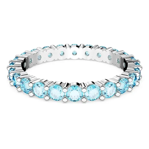 Swarovski Anello Matrix, Taglio Round, Blu, Placcato rodio