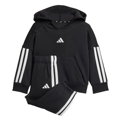 adidas Unisex - Bimbi 0-24 Essentials Hooded Jogger Track Suit, black/white, 3-6 Months