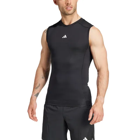 adidas Uomo Techfit Compression Training Sleeveless Shirt, Black, L
