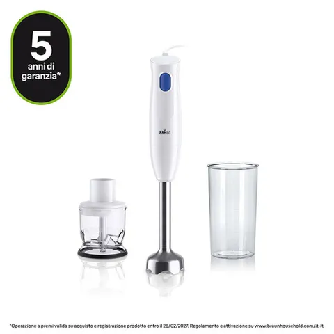 Braun MultiQuick 1 MQ10.201MWH con 5 ANNI DI Assistenza, Frullatore ad Immersione