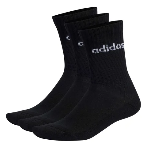 adidas Unisex - Bambini e ragazzi Linear Crew Cushioned Socks 3 Pairs, Black / White, 7-8