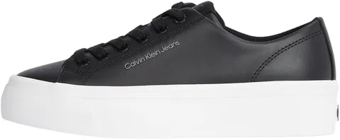 Calvin Klein Donna Sneakers Vulcanizzate Flatform Low in Pelle, Nero (Black/Bright White), 40
