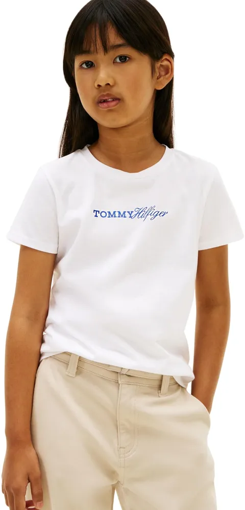 Tommy Hilfiger Tommy Script Tee SS KG0KG09123 T-Shirt, Bianco (Bianco), 5 Anni