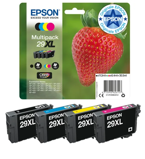 Epson Serie 29XL Fragole Cartucce Claria Home per Stampante Inkjet, Multipack 4 Colori