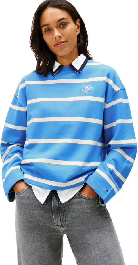 Tommy Hilfiger TH Script Mdrn Terry Swtshrt Ww0Ww48431 Felpa Pullover, Blue (Mesmerizing