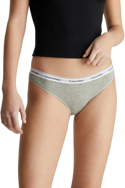 Calvin Klein Donna Slip Taglio Bikini con Fascia con Logo, Grigio (Grey Heather), M